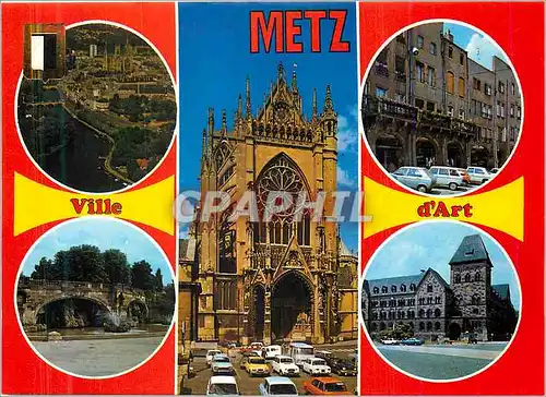 Moderne Karte Metz (Moselle) En Lorrain France Vue Aerienne