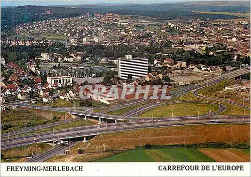 Moderne Karte Freyming Merlebach Carrefour de l'Europe Vue Aerienne