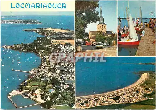 Cartes postales moderne Locmariaquer La Bretagne en Couleurs Le Port face au Golfe L'Eglise La Jetee