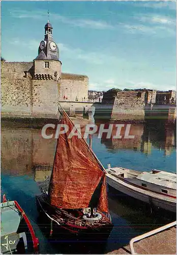 Moderne Karte Concarneau (Finistere) La Bretagne en Couleurs Le Pont Levis et la Tour de l'Horloge Bateau de p