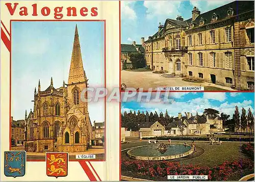 Moderne Karte Valognes (Manche) L'eglise L'hotel de Beaumont Le jardin public