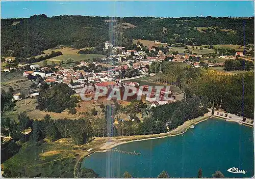 Moderne Karte Cazals (Lot) Vue Generale Aerienne avec le Plan d'Eau et le Camping