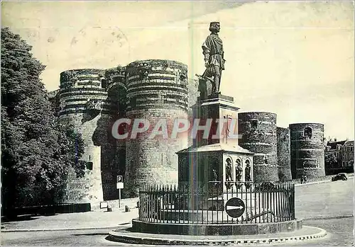 Moderne Karte Angers Le Chateau et Statue du Roi Rene