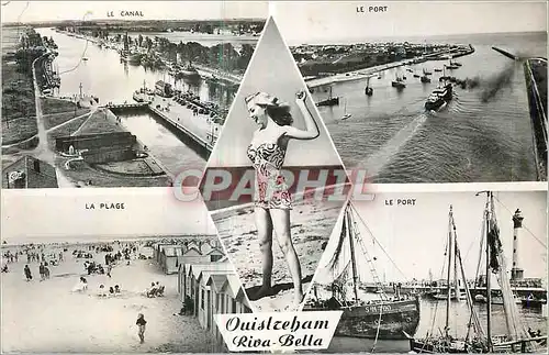 Moderne Karte Ouistreham Riva Bella Port des Yachts Le canal La plage Bateaux de peche