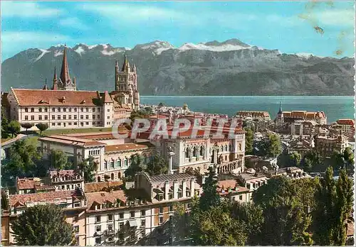 Moderne Karte Lausanne l'Universite la Cathedrale et les Alpes
