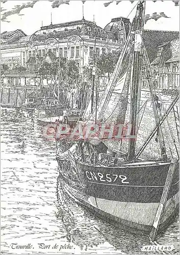 Moderne Karte Trouville Port de peche Bateau