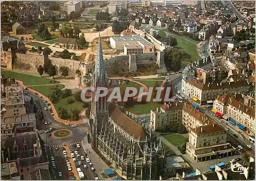 Moderne Karte Caen (Calvados)vue aerienne l'Eglise Saint Pierre Le Chateau et l'universite