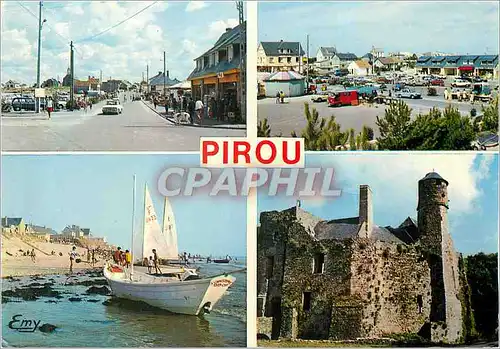 Moderne Karte Pirou (Manche)La Place La Plage Le Chateau