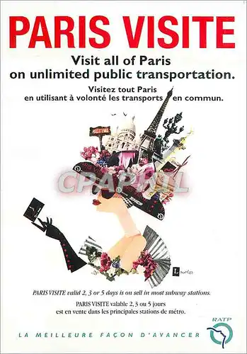Cartes postales moderne Paris visite RARP Sacre C�ur Tour Eiffel