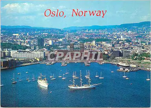 Moderne Karte Oslo Norway Christian Radich og Kongeskipet Bateau
