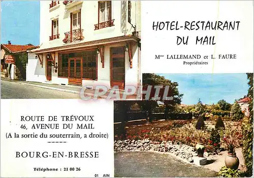 Cartes postales moderne Hotel Restaurant Du Mail Lallemand et L Faure Bourg en Bresse Route de Trevoux Avenue du Mail