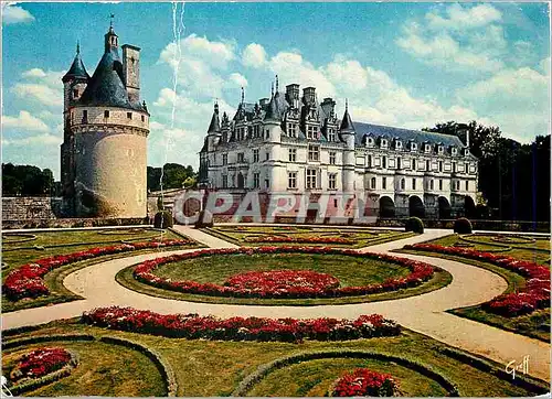 Moderne Karte Chenonceau (Indre et Loire)Le Chateau et la Tour des Marques Parterres a la francaise