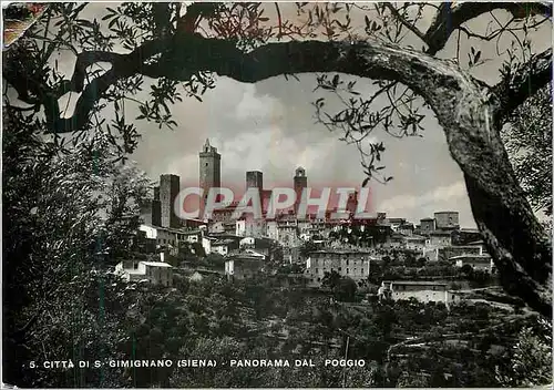 Moderne Karte Citta di s Gimignano (Siena) Panorama dal Poggio On parle Francais