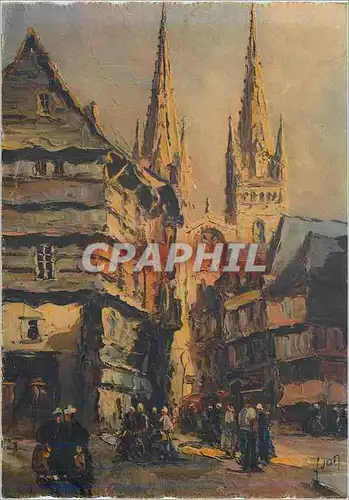 Cartes postales moderne Quimper (Finistere)Cathedrale et rue Kereo