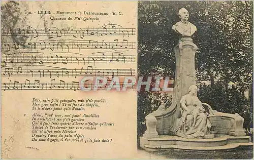 Cartes postales Lille Monument de Desrousseaux E C Chanson du Ptit Quinquin