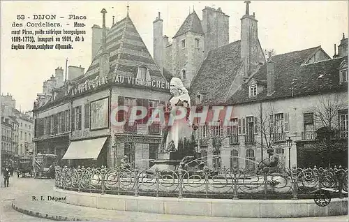 Ansichtskarte AK Dijon Place Des Cordeliers Monument Piron Poete