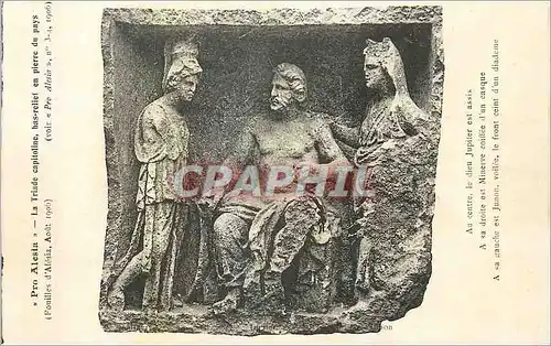 Cartes postales Pro Alesia La Trinde capitaine Bas relief en Pierre du pays  (Fouilles d'Alesia Aout 1906)