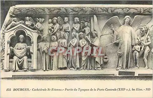 Cartes postales Boulogne Cathedrale St Etienne Partie du Tympan de la porte Centrale (XIIIe S)Les Elus