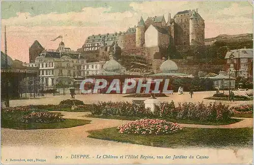 Cartes postales dieppe le Chateau et l'Hotel regina