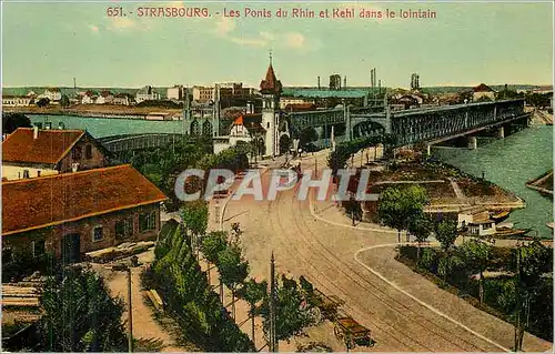 Cartes postales les Ponts de rhin et kehl dans le lointain Tramway