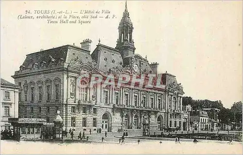 Cartes postales Tours Hotel de ville Tramway