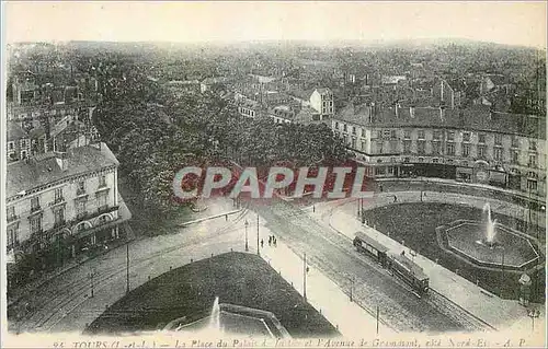 Ansichtskarte AK Tours place de l'Avenue et du Palais Tramway