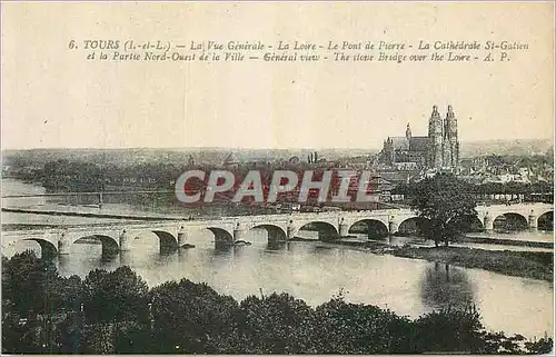 Cartes postales Tours la Loire le Pont de la Pierre Cathedrale Saint Gabriel