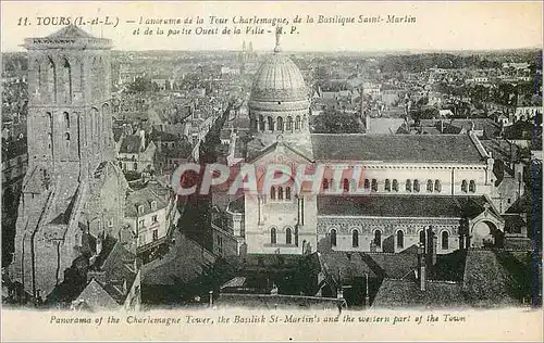 Cartes postales Tours basilique Saint marlin de la partie ouest de la ville