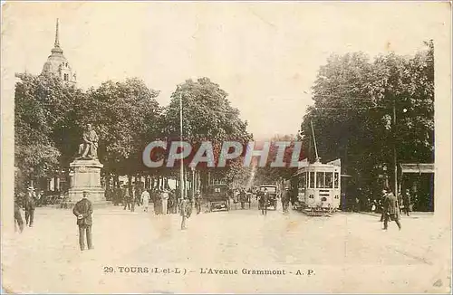 Cartes postales Tours l'Avenue grammont Tramway