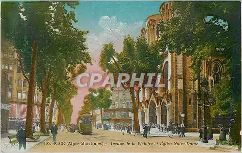 Cartes postales Nice Monuments edifices de l'Eglise Notre Dame Tramway