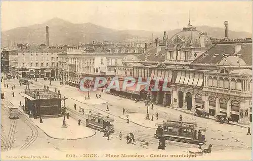 Ansichtskarte AK Nice la place du Massena places public Tramway