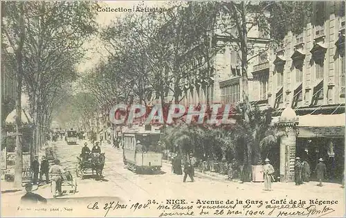 Cartes postales Nice Avenue de la gare 13 aout 1904 Tramway