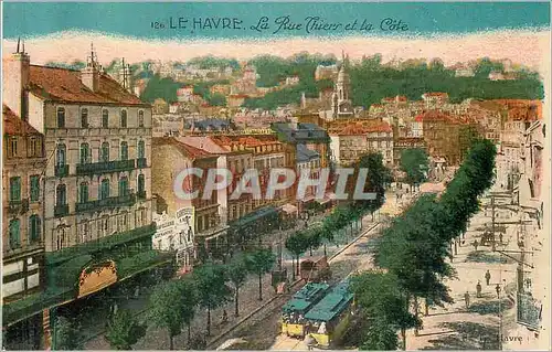 Cartes postales Le Havre la rue thiers et la cote Tramway