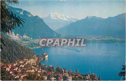 Cartes postales moderne Territet le ch�teau de Chillon les dents du Midi