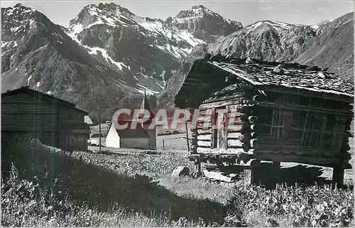 Moderne Karte Bergkirchli  im Sertig Dorfli bei Davos mit Mittagsborg Plattenhorn und Hoch Ducan