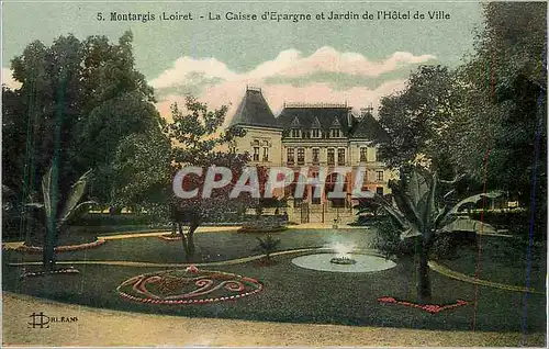 Cartes postales Montagris  Loiret La Caisse d Epargne et Jardin de l Hotel de Ville