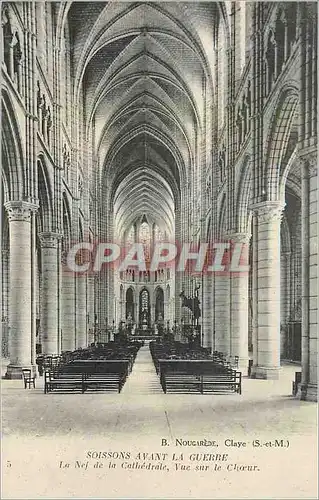 Cartes postales  Claye soissons avant la guerre La nef de la cathedrale