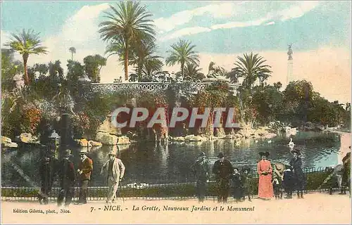 Cartes postales Nice la grotte nouveaux Jardins et le Monument