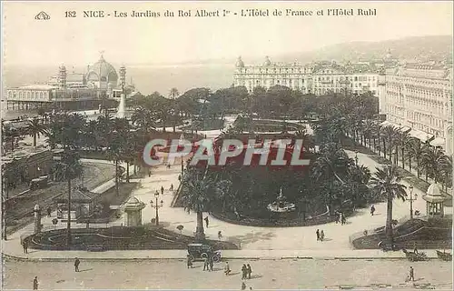 Cartes postales Nice le Jardin du roi Albert 1er l'Hotel de France et l'Hotel Ruhl