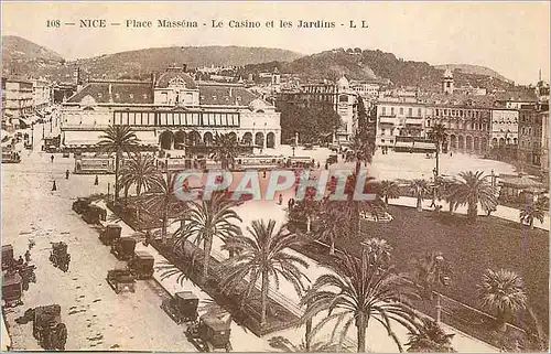 Cartes postales Nice place Massena le Casino et les Jardins