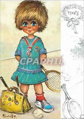 Cartes postales moderne Bandes Dessin�es Fille Tennis