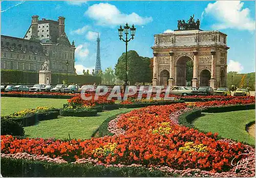 Cartes postales moderne Paris et ses Merveilles Les parterres du jardin du Louvre  l'arc de triomphe du Carrousel (1806