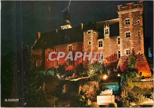 Moderne Karte MontLucon (Allier)Le Chateau (XV XVIe s)de nuit