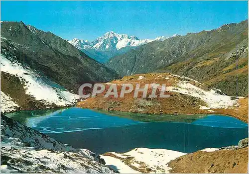 Cartes postales moderne Vallee d'Aosta Cogne Lac de Loie En arriere plan le Mont Blanc