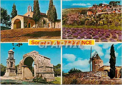 Moderne Karte Souvenir de Provence Chapelle Saint Sixte Champ de Lavande Les Antiques Le Moulin de Doudet