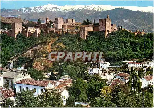 Moderne Karte Granada Vue general de l'Alhambra et Sierra Norade