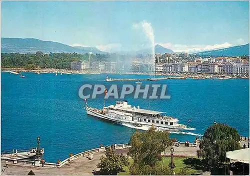 Cartes postales moderne Geneve La Rade et le Mt Blac Bateau