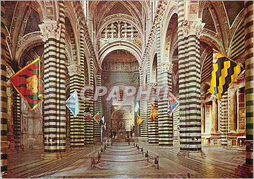 Cartes postales moderne Siena Duomo Interieur avec drapaux des quartiers