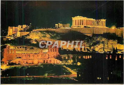 Moderne Karte Athenes L'Acropole illuminee