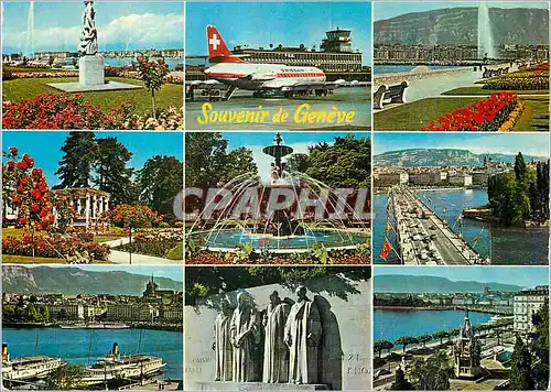 Cartes postales moderne Souvenir de Geneve Suisse Avion